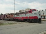 ELS 600 pauses on the Hall Avenue crossing